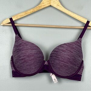 Victoria’s Secret purple Perfect Shape underwire mesh trim bra, 34D.